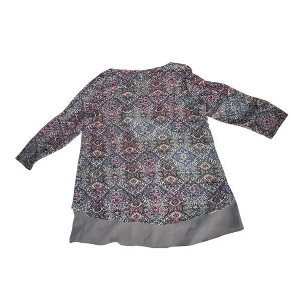 The Limited Boho Patterned Blue Purple, Pink Gray Long Sleeve Blouse Size Large - Picture 2 of 6